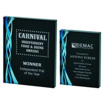 Rectangular Blue Glass Trophy | Black Background | 0mm | 20mm Thick