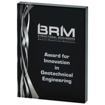 Rectangular Silver Glass Trophy | Black Background | 0mm | 20mm Thick