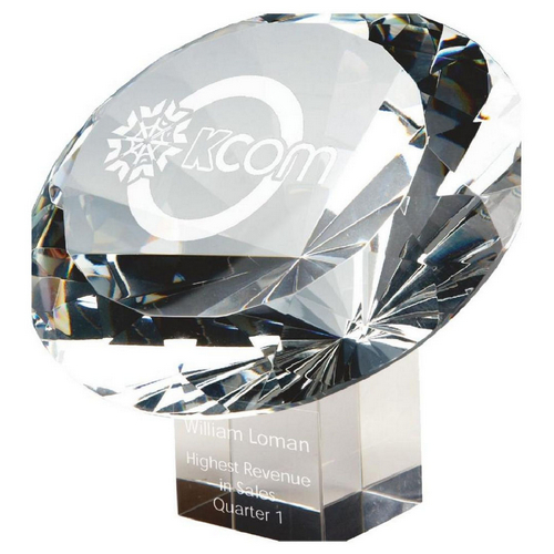 Heavy Crystal Diamond Resting on Crystal Base | 150mm