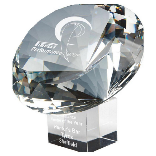 Heavy Crystal Diamond Resting on Crystal Base | 200mm