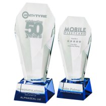 Crystal Trophy with Blue Tint | 190mm