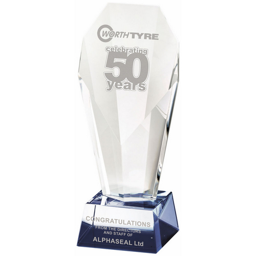 Crystal Trophy with Blue Tint | 235mm