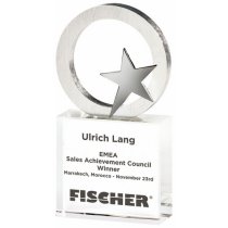 Metal Star/Circle on Glass Base | 160mm | 30mm Thick