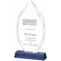 Clear Blue Glass Trophy | 260mm | 15mm Thick