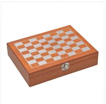 Chess Gift Set with Hip Flaski | Stainless Steel | Wood Chess Board Box