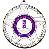 Personalised Striped Star Medal | Silver | 50mm