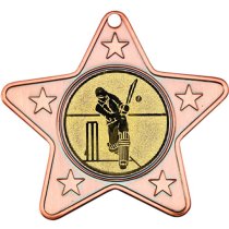 Cricket Star Shaped Medal | Bronze | 50mm
