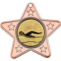 Swimming Star Shaped Medal | Bronze | 50mm