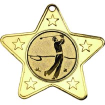 Golf Star Shaped Medal | Gold | 50mm