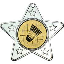 Badminton Star Shaped Medal | Silver | 50mm