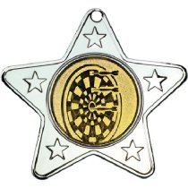 Darts Star Shaped Medal | Silver | 50mm