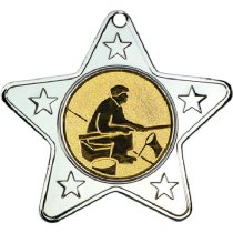 Fishing Star Shaped Medal | Silver | 50mm