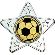 Football Star Shaped Medal | Silver | 50mm