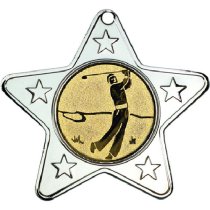 Golf Star Shaped Medal | Silver | 50mm