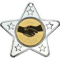 Handshake Star Shaped Medal | Silver | 50mm