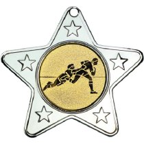 Rugby Star Shaped Medal | Silver | 50mm