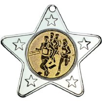 Running Star Shaped Medal | Silver | 50mm