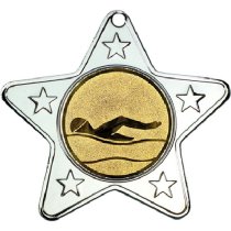 Swimming Star Shaped Medal | Silver | 50mm