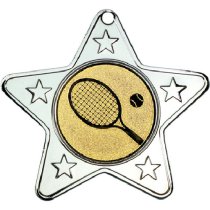 Tennis Star Shaped Medal | Silver | 50mm