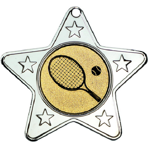 Tennis Star Shaped Medal | Silver | 50mm