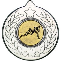 Rugby Stars and Wreath Medal | Silver | 50mm