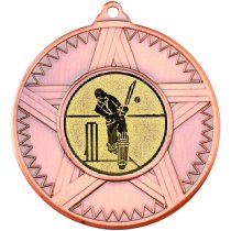 Cricket Striped Star Medal | Bronze | 50mm