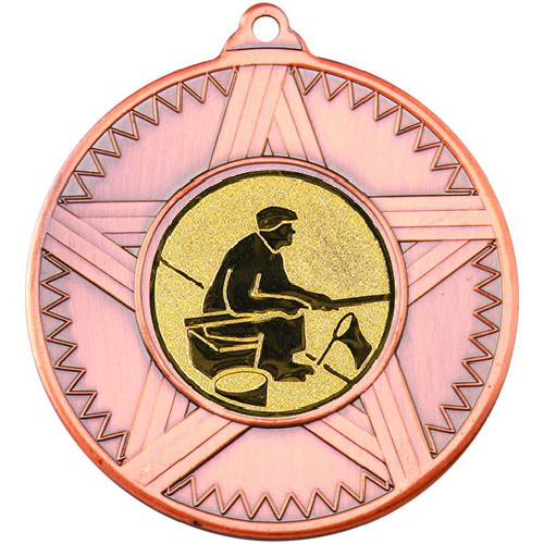 Fishing Striped Star Medal | Bronze | 50mm
