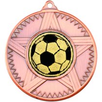 Football Striped Star Medal | Bronze | 50mm