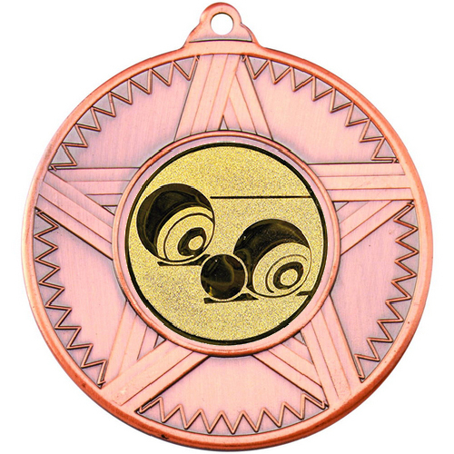 Lawn Bowls Striped Star Medal | Bronze | 50mm