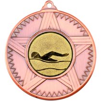 Swimming Striped Star Medal | Bronze | 50mm