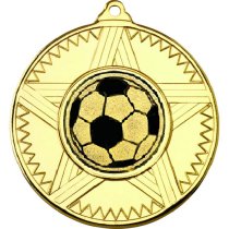 Football Striped Star Medal | Gold | 50mm