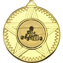 Go Kart Striped Star Medal | Gold | 50mm