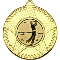 Golf Striped Star Medal | Gold | 50mm