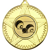 Lawn Bowls Striped Star Medal | Gold | 50mm