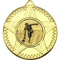 Ten Pin Striped Star Medal | Gold | 50mm