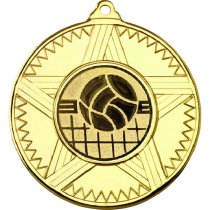 Volleyball Striped Star Medal | Gold | 50mm