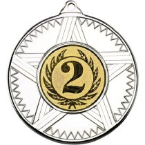 2nd Place Striped Star Medal | Silver | 50mm
