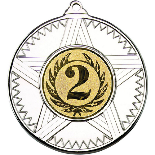 2nd Place Striped Star Medal | Silver | 50mm