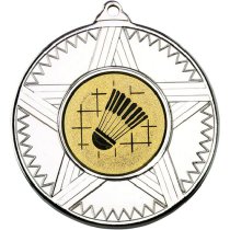 Badminton Striped Star Medal | Silver | 50mm