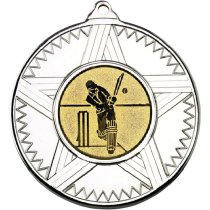 Cricket Striped Star Medal | Silver | 50mm