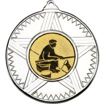 Fishing Striped Star Medal | Silver | 50mm