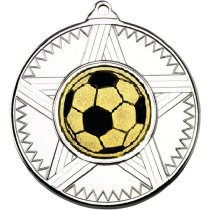 Football Striped Star Medal | Silver | 50mm