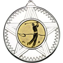 Golf Striped Star Medal | Silver | 50mm