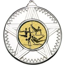 Gymnastics Striped Star Medal | Silver | 50mm