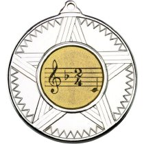 Music Striped Star Medal | Silver | 50mm