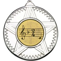 Music Striped Star Medal | Silver | 50mm