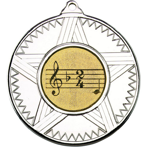 Music Striped Star Medal | Silver | 50mm