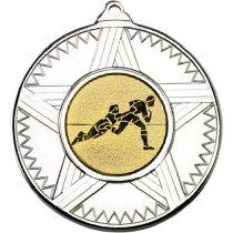Rugby Striped Star Medal | Silver | 50mm