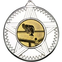 Snooker Striped Star Medal | Silver | 50mm