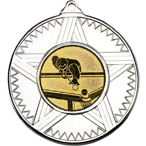 Snooker Striped Star Medal | Silver | 50mm